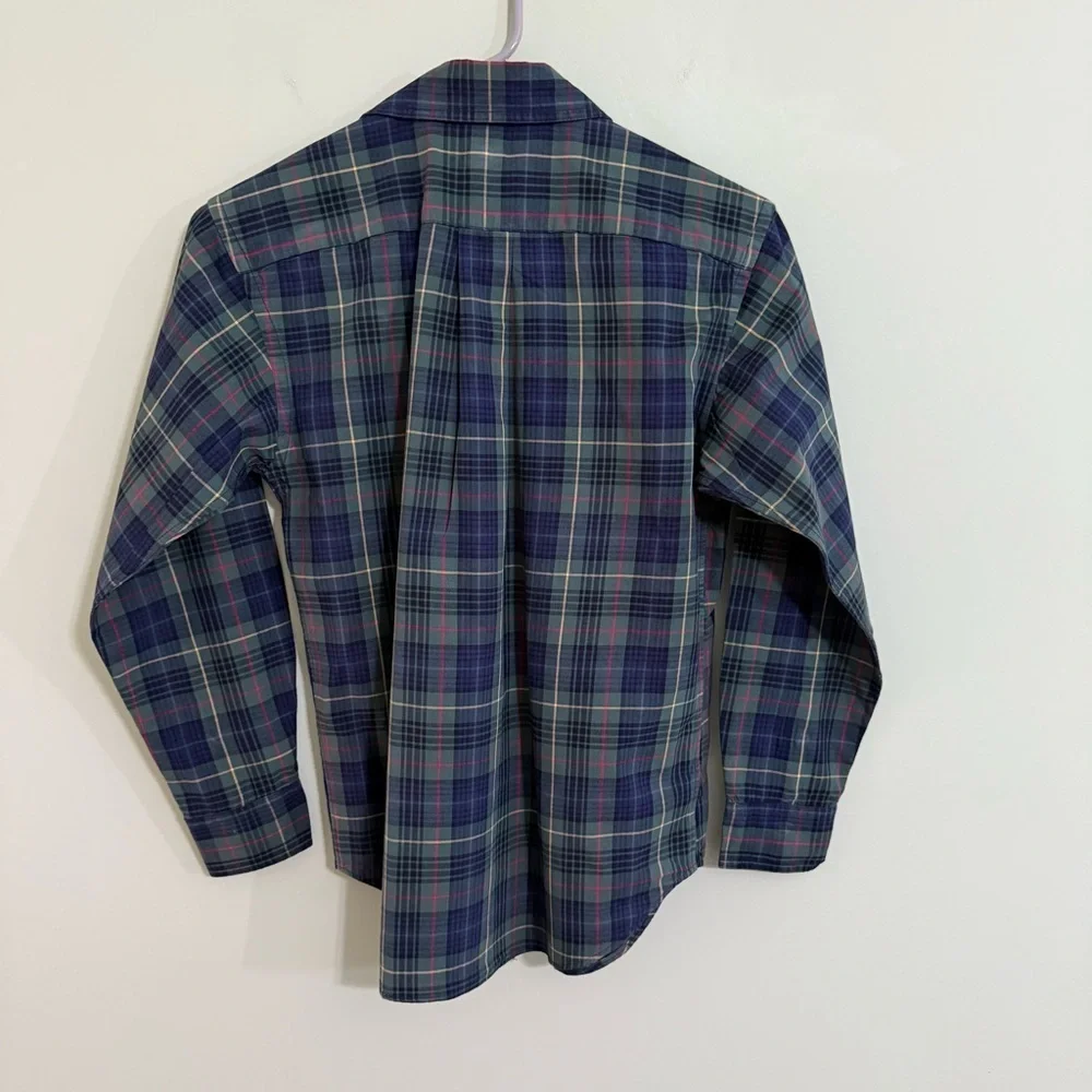 Ralph Lauren boys Plaid dress Shirt - Green and Blue cotton size‎ medium 12-14